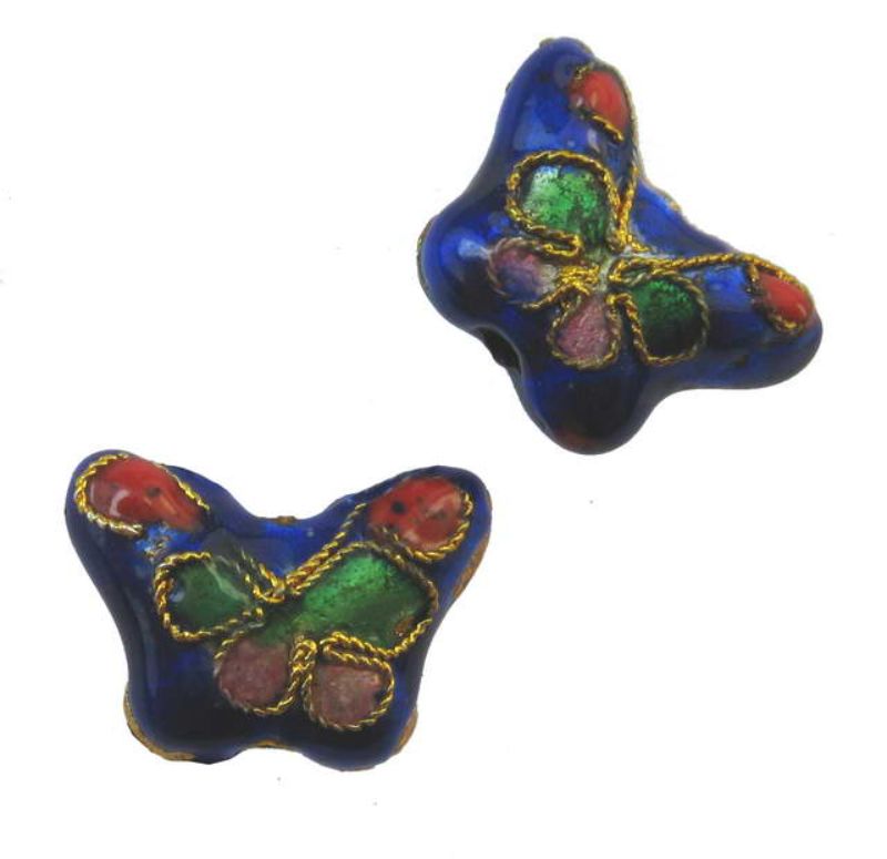 Beads - Cloisonne - 11x15mm Butterfly 6pcs - Set of 2