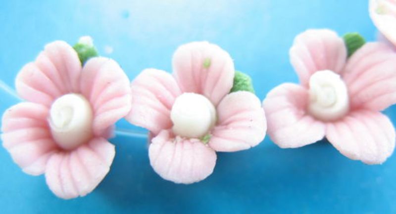 Beads - Fancy Beads - Flower 7pc - Set of 10 PINK