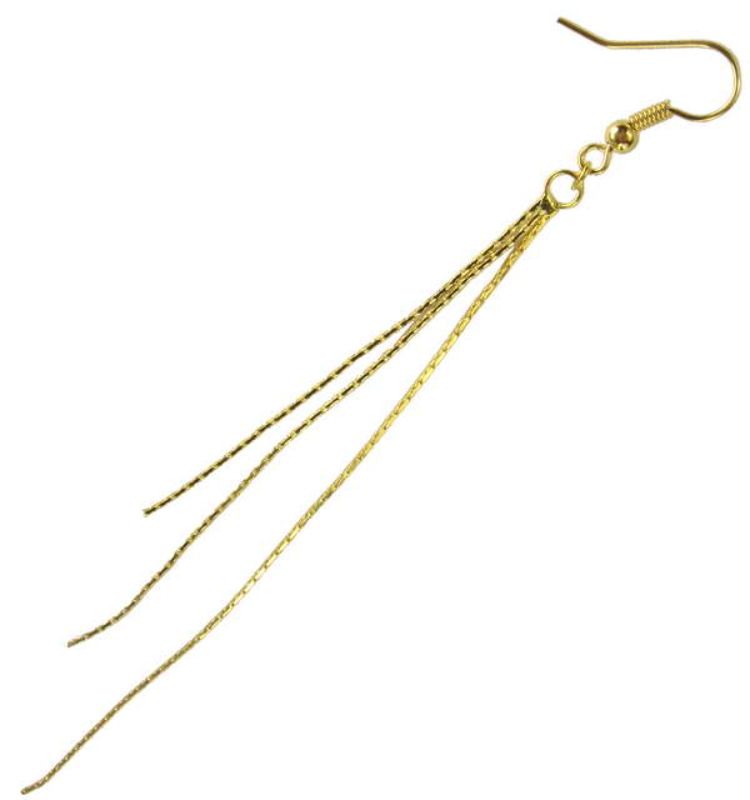 Findings - Earring Component - 3strnd Drop Earwire 2pr Gold - Set of 2