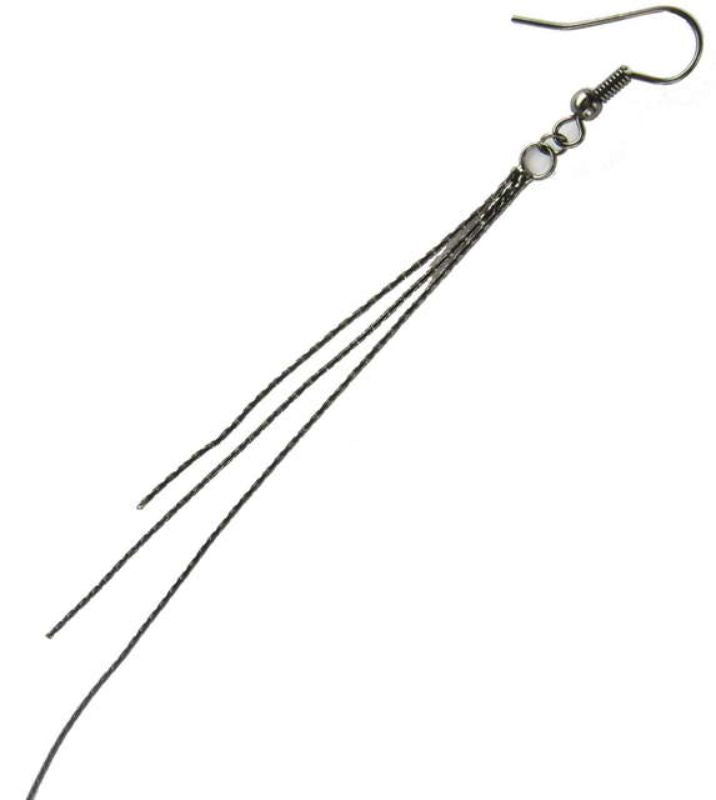 Findings - Earring Component - 3strnd Drop Earwire 2pr Gunmet - Set of 2