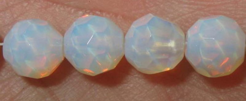 Beads - Glass Faceted Beads - 8mm Opaque Faceted Round 4bead - Set of 5