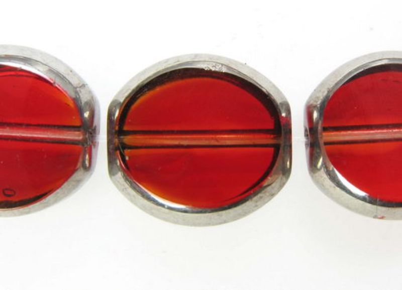 Beads - Glass Foil Beads - 9x10x4 6pcs Oval Foil Edge - Set of 3