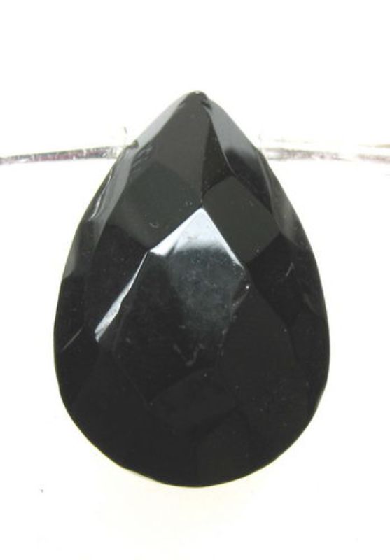 Beads - Glass Faceted Beads - 17x10- 3beads Blk Teardrop - Set of 3