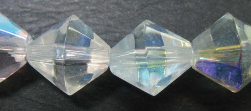 Beads - Glass Faceted Beads - 7mm 45pcs Clear AB Bicone - Set of 2