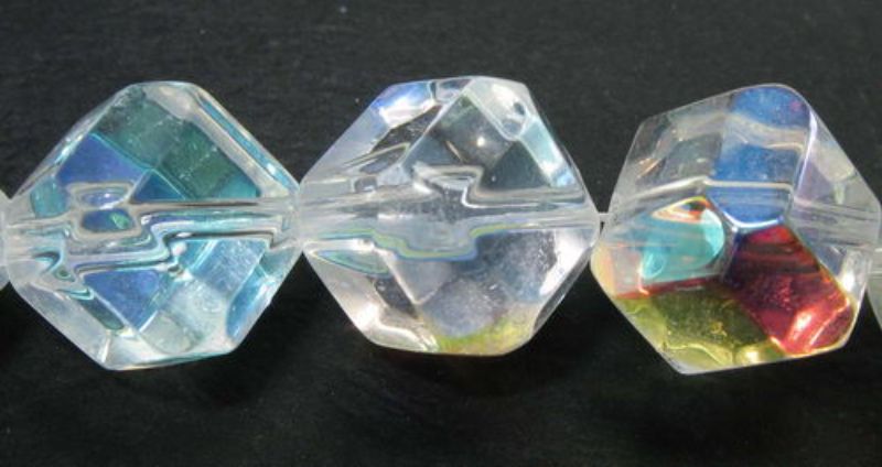 Beads - Glass Faceted Beads - 10mm 4beads Clear AB Diag Box - Set of 3