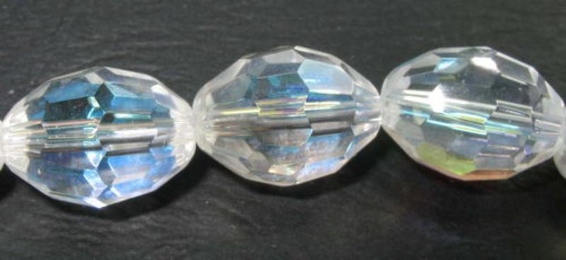 Beads - Glass Faceted Beads - 16x12 2beads Clear AB Faceted - Set of 3