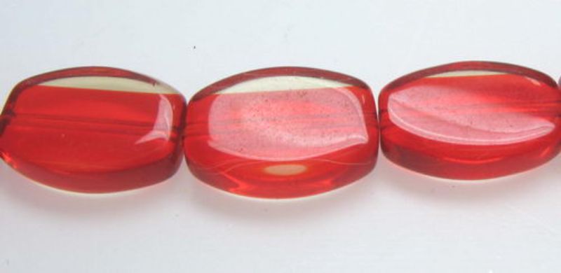 Beads - Glass Beads - 11mm 6beads Flat Oval - Set of 5