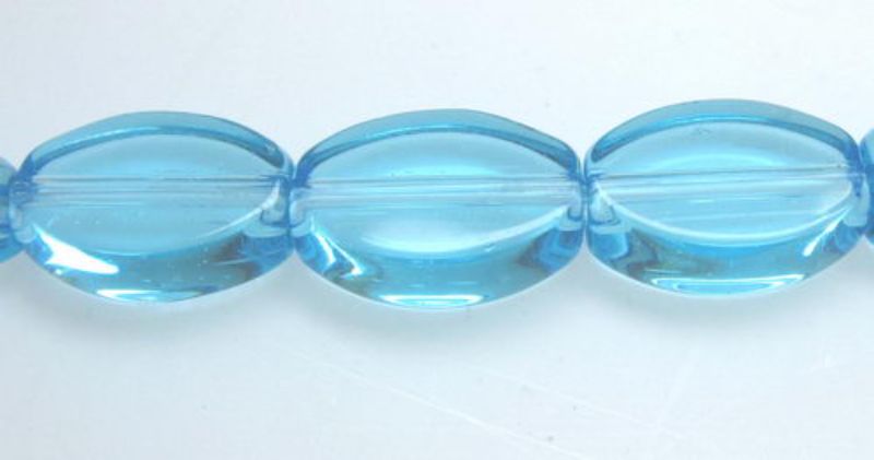 Beads - Glass Beads - 11mm 32pcs Flat Oval BLUE - Set of 2