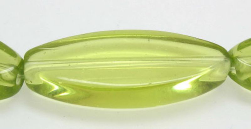 Beads - Glass Beads - 22mm 2beads Flat Oval - Set of 3 LIME