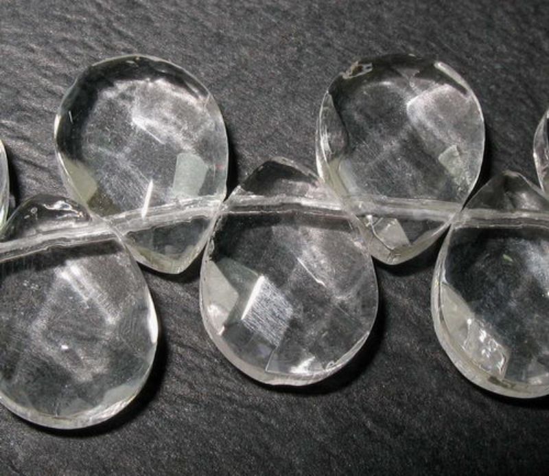 Beads - Glass Faceted Beads - 9x12mm 4pcs Teardrop - Set of 3 CLEAR