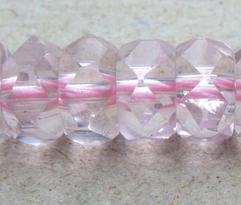Beads - Glass Faceted Beads - 3x5mm 17pcs Glass Rondell - Set of 10 PINK