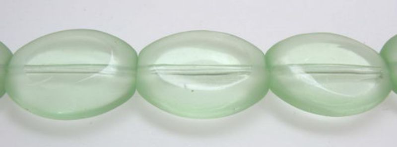 Beads - Glass Beads - 16x13mm 3pcs Oval Frosted Edge - Set of 3 GREEN