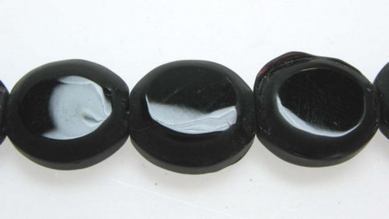 Beads - Glass Beads - 10mm 5pcs Rd Frosted Edge - Set of 3 BLACK
