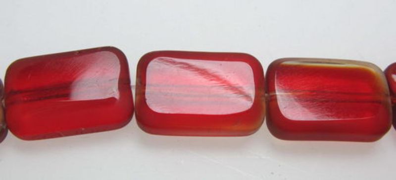 Beads - Glass Beads - 12x9mm 28pcs Flat Rect RED - Set of 2