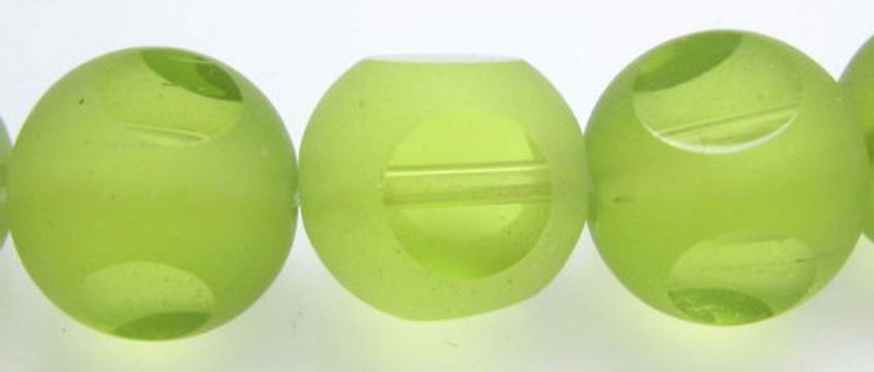 Beads - Glass Beads - 8x8mm 35pcs Cut Frosted Round LIME - Set of 2