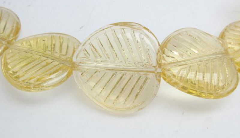 Beads - Glass Beads - 16x16mm 22pcs Clear Leaf GOLD - Set of 2