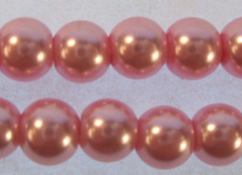 Beads - Pearls (Glass) - 10mm .80pcs MID PINK - Set of 2