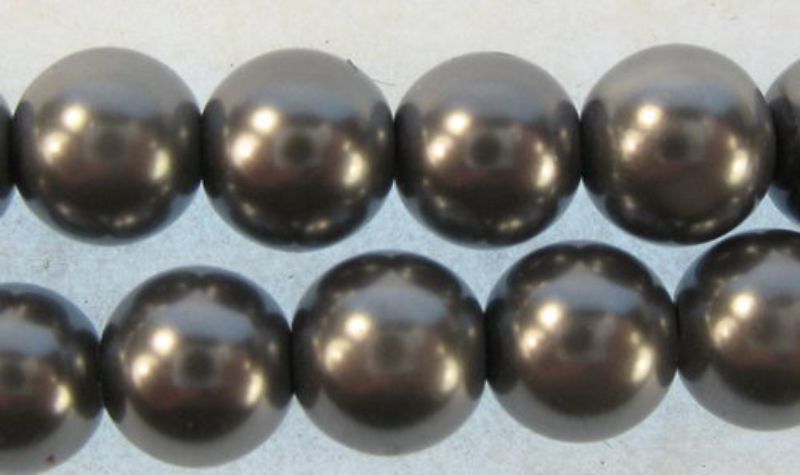 Beads - Pearls (Glass) - 12mm 10pc - Set of 5 GREY