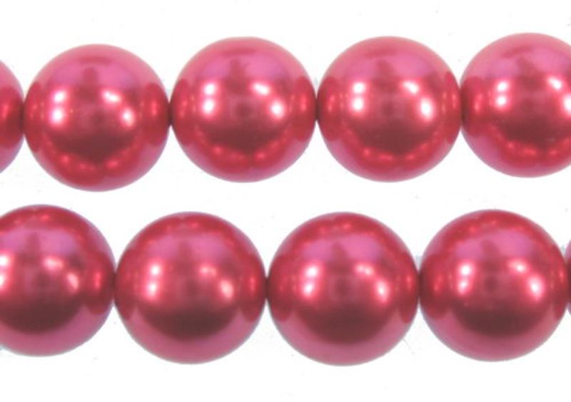 Beads - Pearls (Glass) - 12mm 10pc - Set of 5 PINK