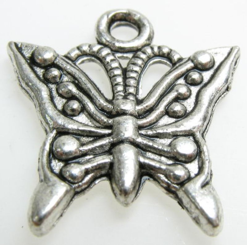Beads - Metal Beads - Antique Silver Bfly 9pcs - Set of 3