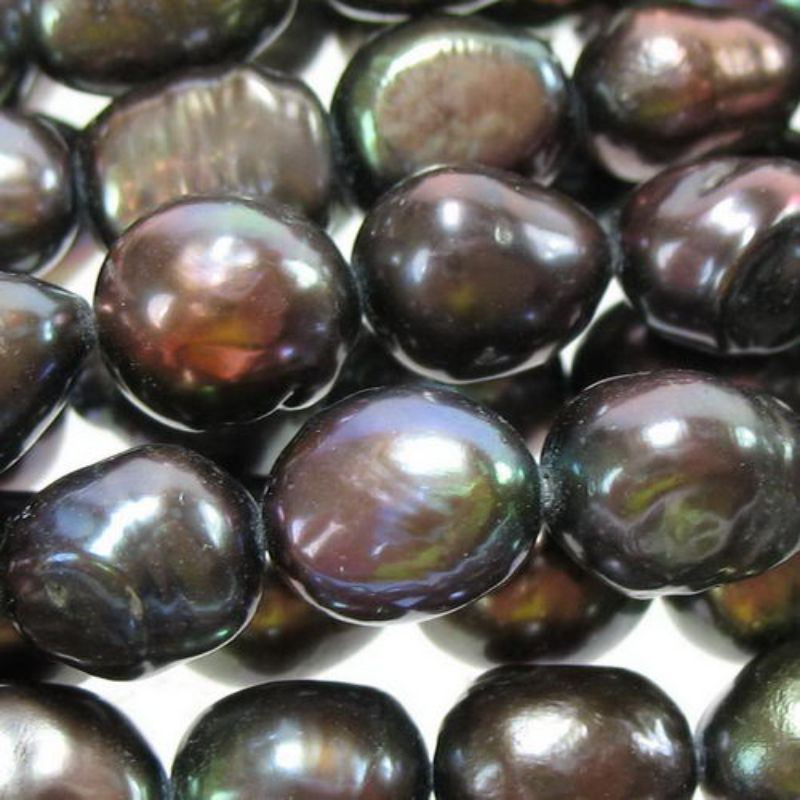 Beads - Pearls - Pearl 9x7mm 40cm BLACK - Set of 4