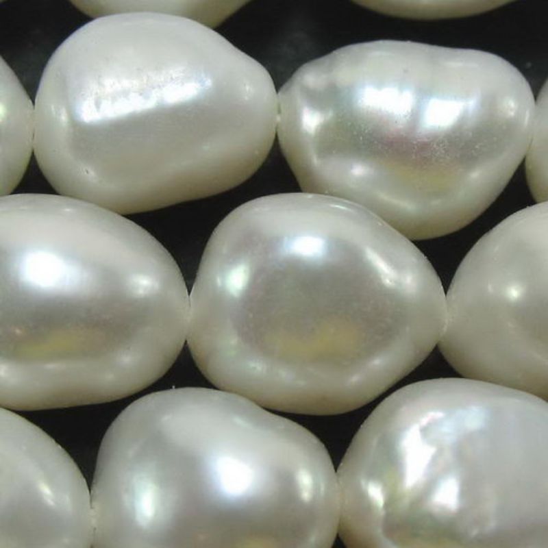 Beads - Pearls - 9x7mm 40.5cm WHITE - Approx 141 pearls