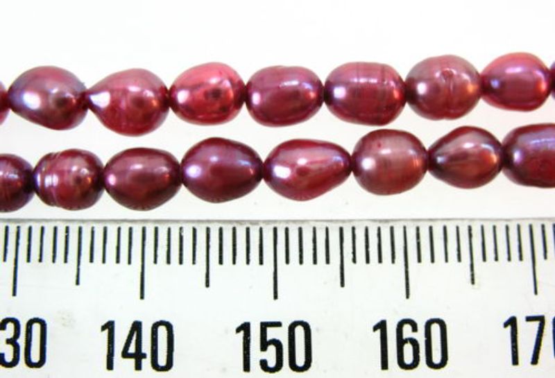 Beads - Pearls (Freshwater) - BURGUNDY - Set of 2