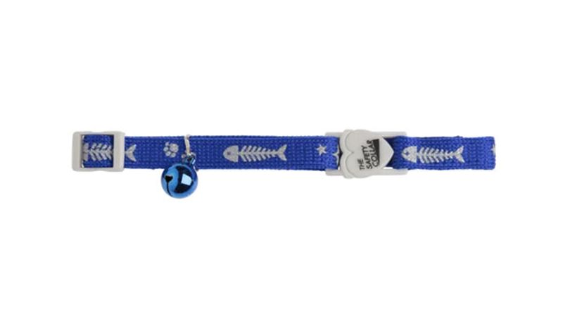 Cat Safety Collar - Fish Bones (Blue)
