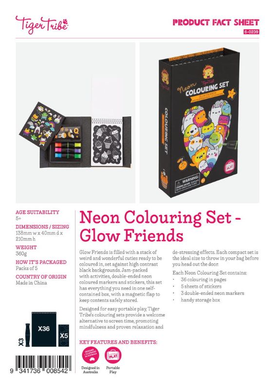 Neon Colouring Set - Glow Friends