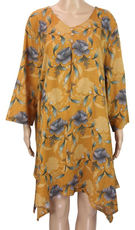 Long Top - Eleanor Floral Mustard 1 (Large)