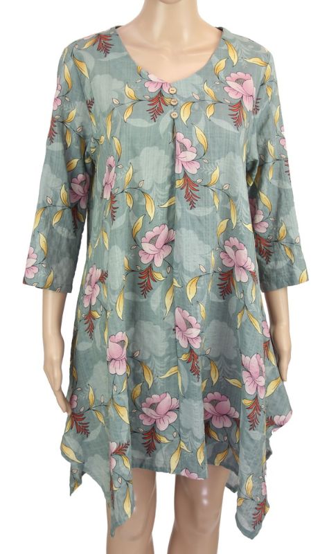 Long Top - Eleanor Floral Green (Small)