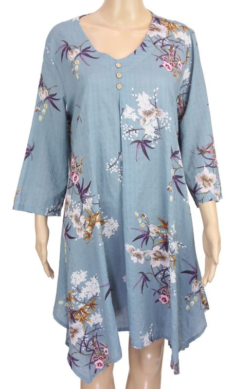 Long Top - Eleanor Floral Petrol (Large)