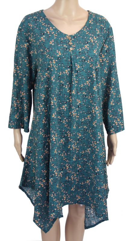 Long Top - Eleanor Floral Teal (Large)