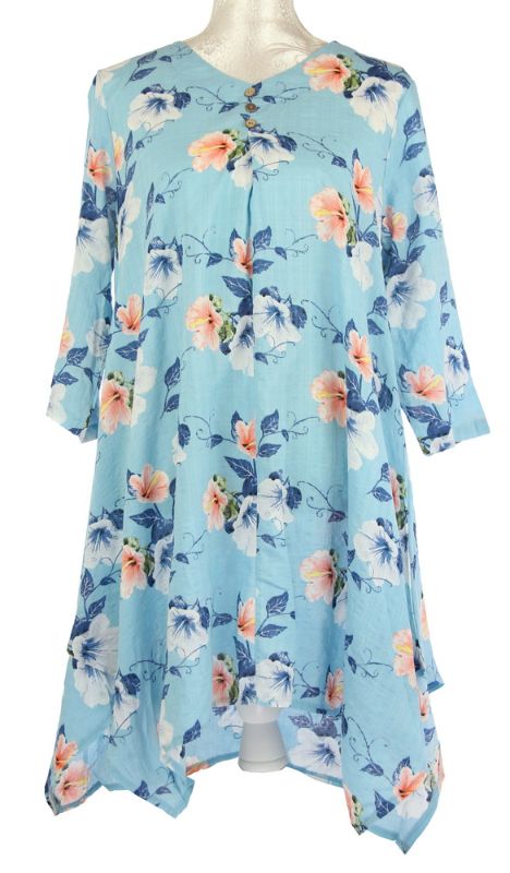 Long Top - Eleanor Floral Blue (Small)