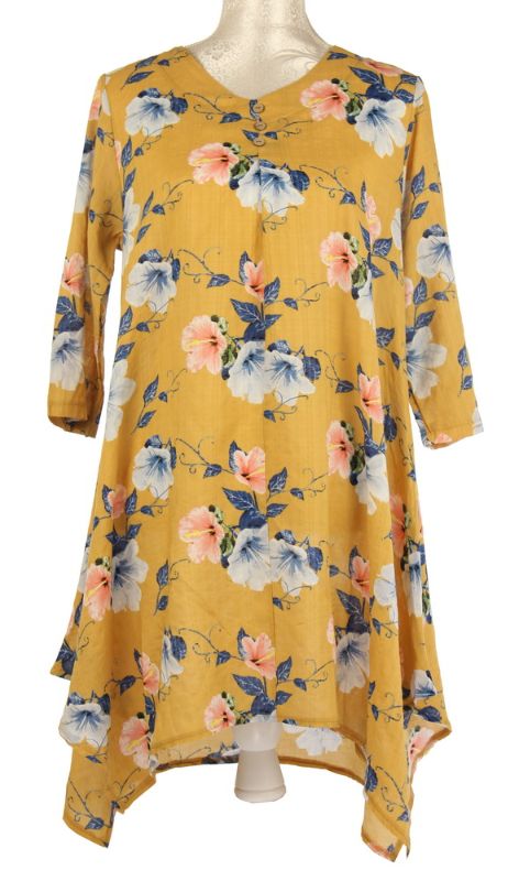 Long Top - Eleanor Floral Mustard 2 (Medium)