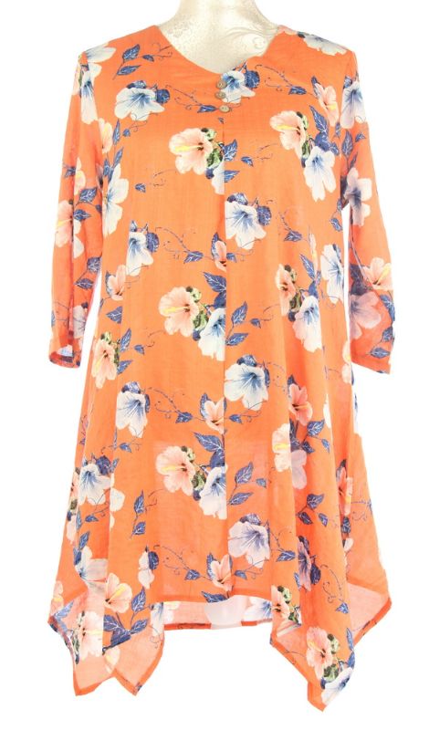 Long Top - Eleanor Floral Orange (Small)