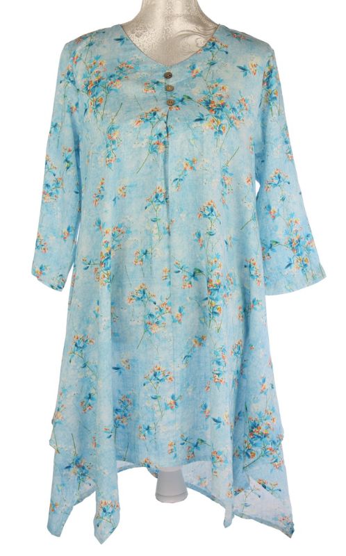 Long Top - Eleanor Small Floral Blue (Large)