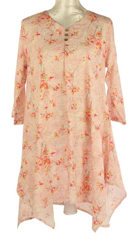 Long Top - Eleanor Small Floral Pink (Large)