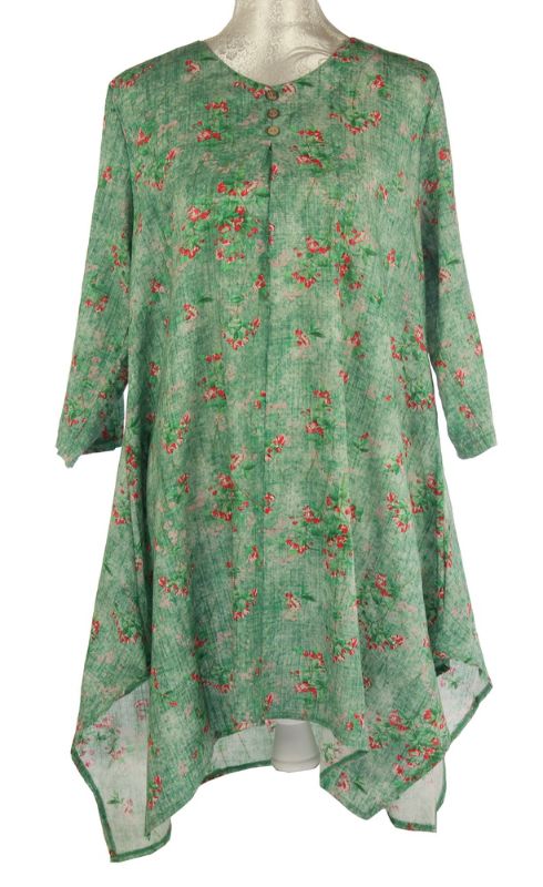 Long Top - Eleanor Small Floral Mint (Medium)