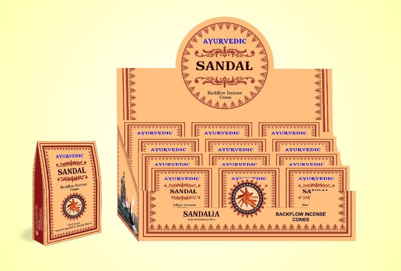 Ayurvedic Backflow Cones - Amber Sandal (12 Packets)