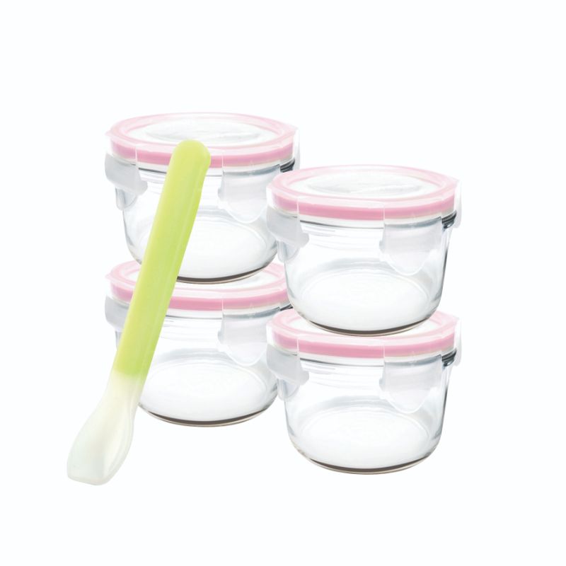 Baby Set with Silicone Spoon - GLASSLOCK Round 165ml (5Pcs)