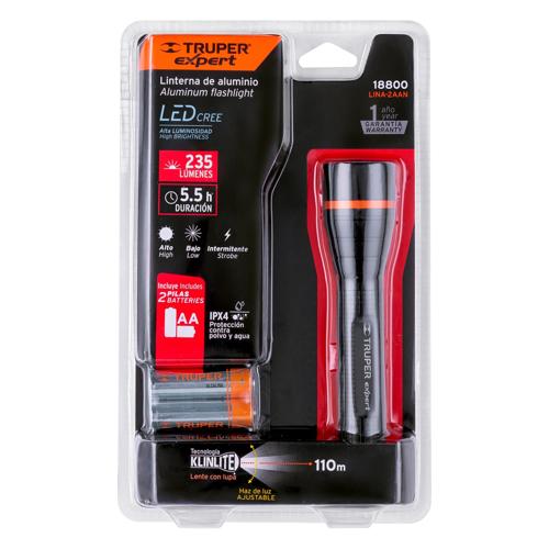 Truper Flashlight LED 2 AA cell 235/100 Lumin