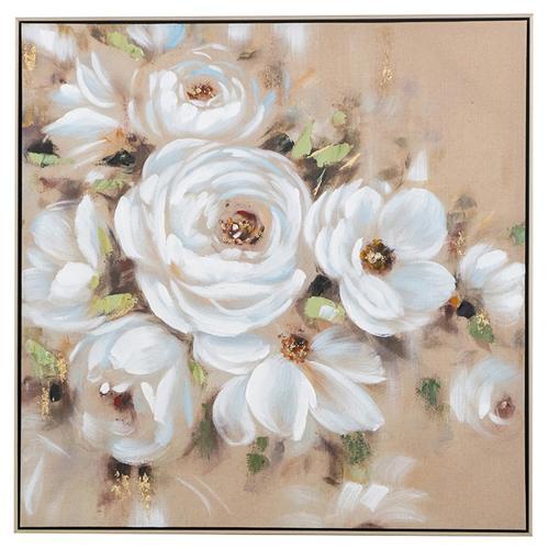 Hand Painted Flower Painting - Gold Frame - 100x100x3.5