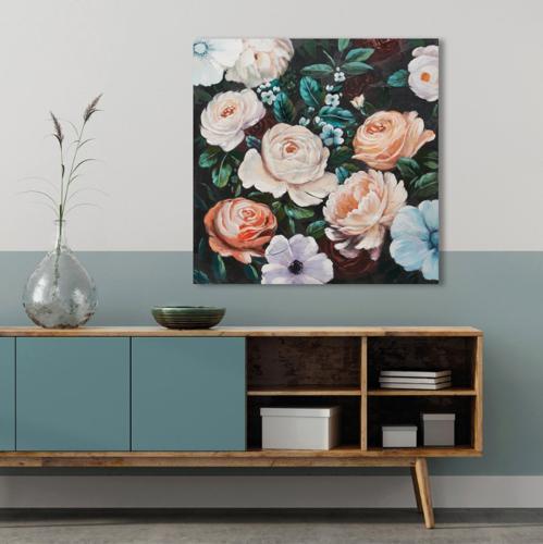 Hand Painted Flower Painting Stretched Canvas
