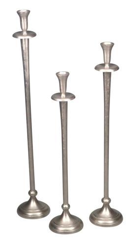 Aluminium Round Candle Holder (s) - Silver