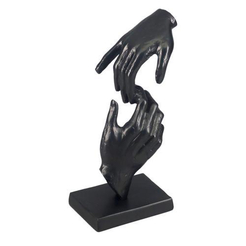 Aluminium Hands Sculpture on Black Base - Black