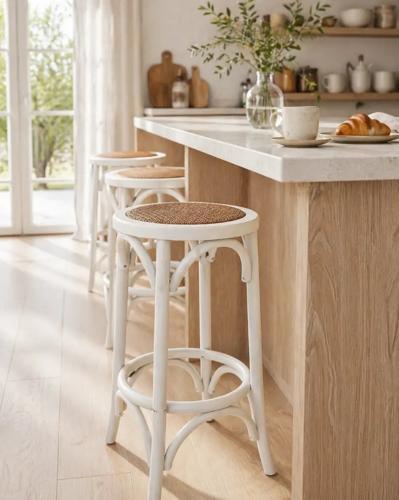 Barstool White Elm Wood