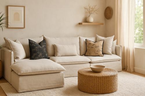 Snugg & Co. Cushion Cover - Bamboo Leaf Cushion Cover - Coffee Jacquard