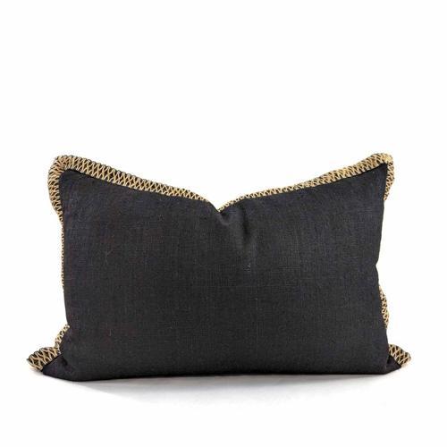 Cushion Cover - Jute Flange - Black / Natural