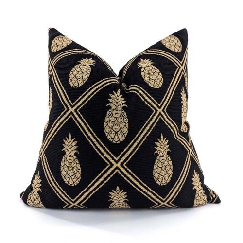 Cushion Cover - Pineapple - Black / Gold - 550 X 550